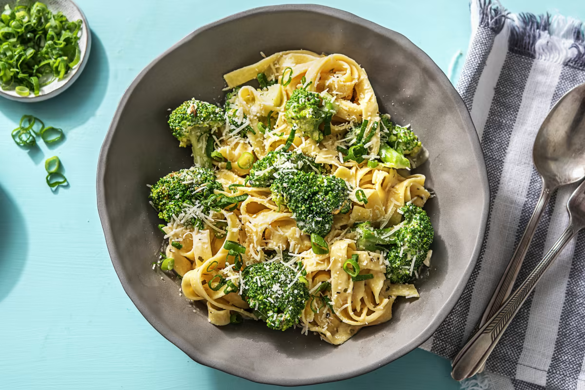 Pappardelle Alfredo with Broccoli and Tuscan Herbs - Bermy Recipe Box