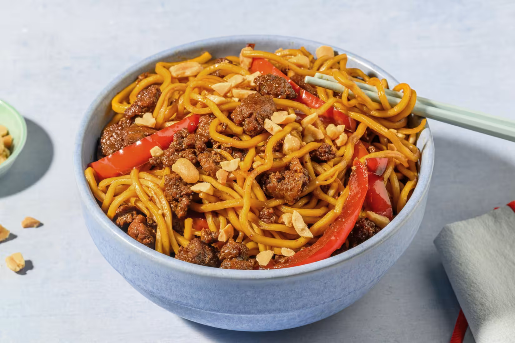 Indonesian Inspired Beef Noodles with Stir-Fried Pepper, Lime and Peanuts - Bermy Recipe Box