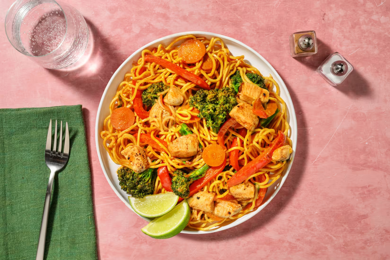 Yellow Thai Style Chicken Noodles with Bell Pepper and Tenderstem Broccoli - Bermy Recipe Box