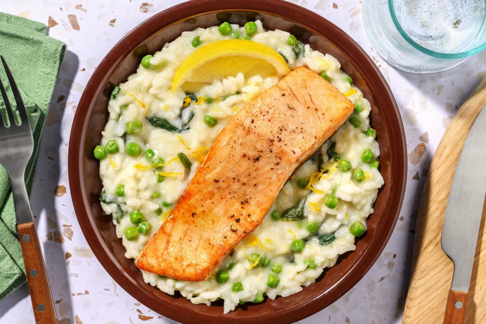Salmon Risoto Oven-Baked Salmon and Lemon Risotto with Peas and Spinach - Bermy ...